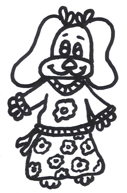 Uroczy Piesek w Kwiatowej Sukience - Kolorowanka do Druku kolorowanka do druku